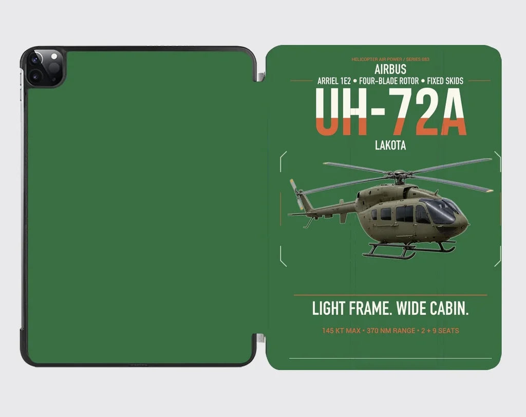 Airbus UH-72A Lakota design on green ipad tablet case