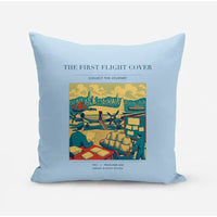 Thumbnail for VINTAGE G4107 - The First Flight Cover - Designed Pillows design on lightblue