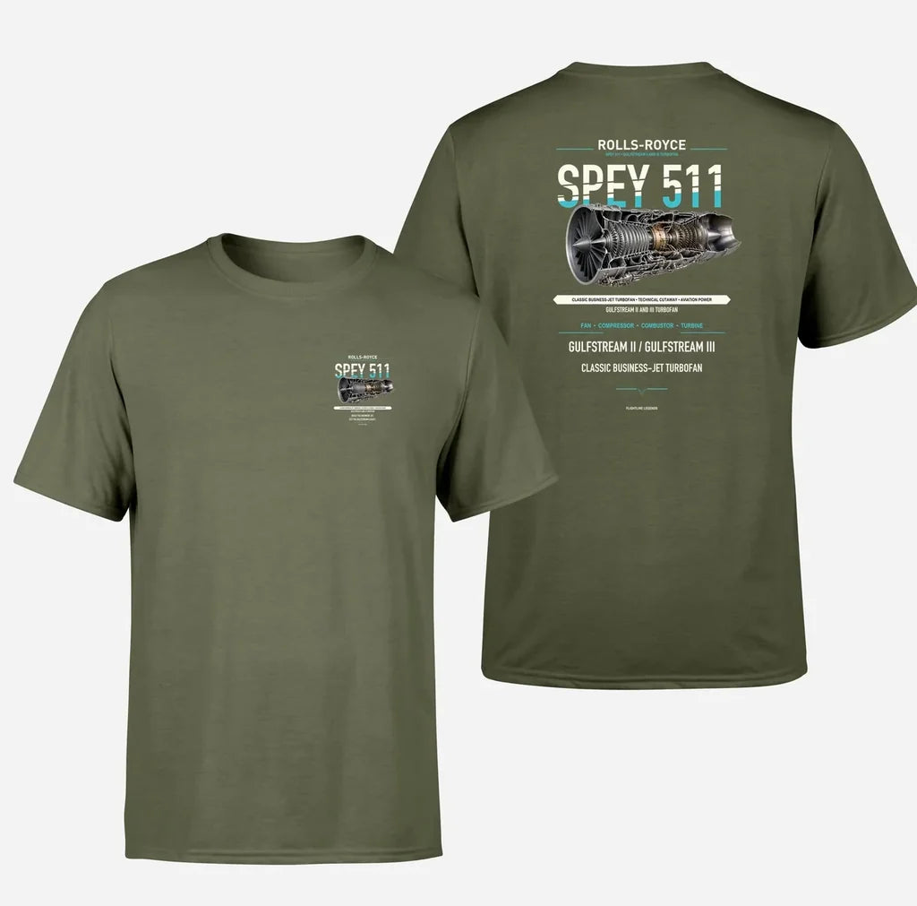 SPEY 511 design on green army t shirt