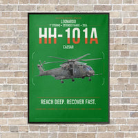 Thumbnail for Leonardo HH-101A Caesar vertical canvas print - framed - green background