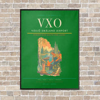 Thumbnail for Växjö Småland Airport VXO vertical canvas print - framed - green background