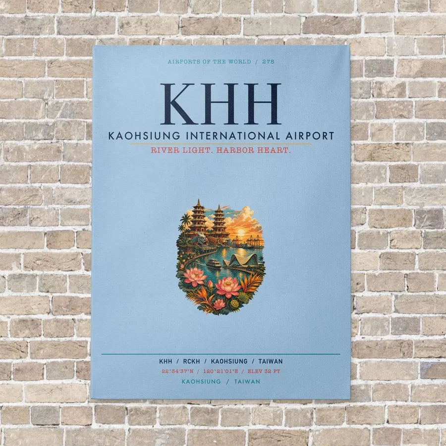 Kaohsiung International Airport KHH vertical canvas print - no frame - light blue background