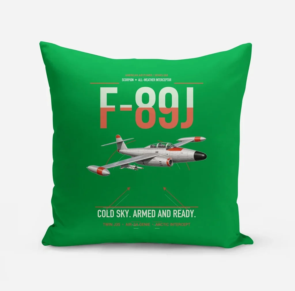 F-89J Scorpion design on green pillow