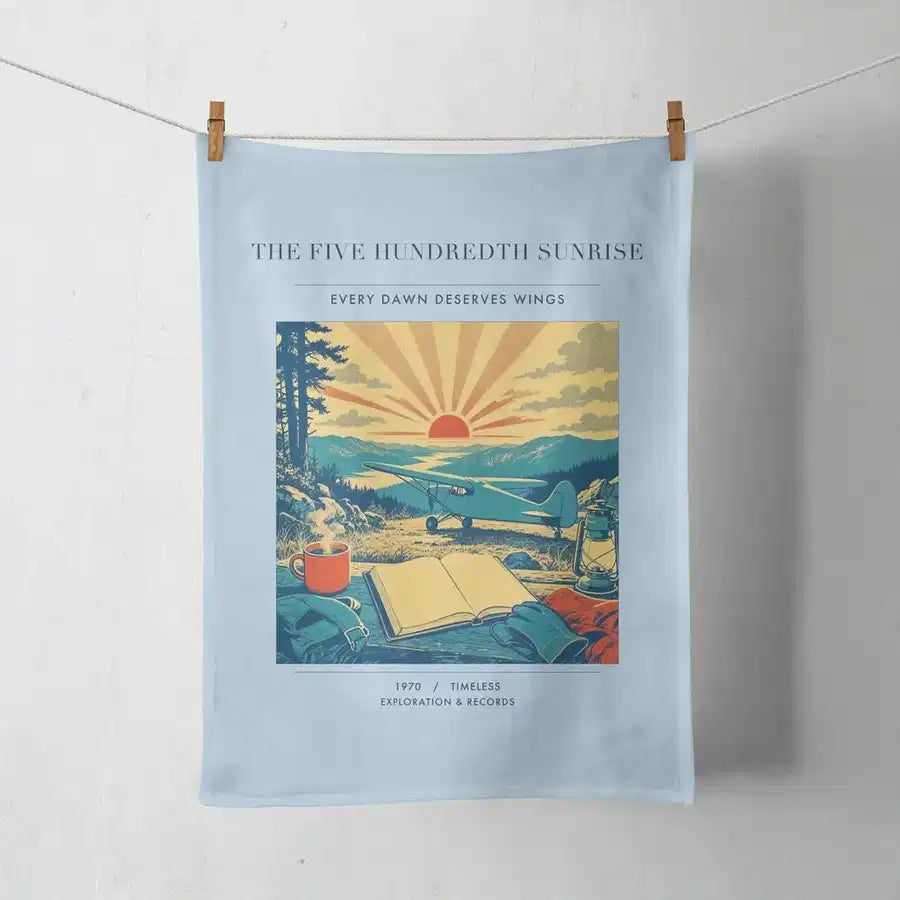 VINTAGE G4500 - The Five Hundredth Sunrise - Designed Towels design on lightblue