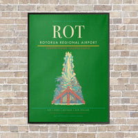 Thumbnail for Rotorua Regional Airport ROT vertical canvas print - framed - green background