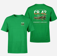 Thumbnail for Fiat CR.42 Falco design on green t-shirt, double-side print