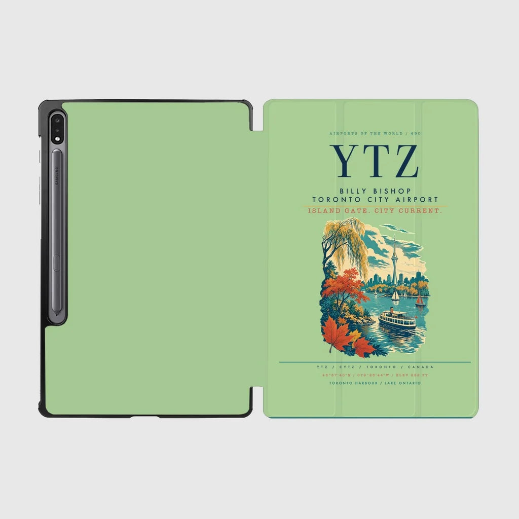 Billy Bishop Toronto City Airport (YTZ) design on light green samsung tablet tablet case