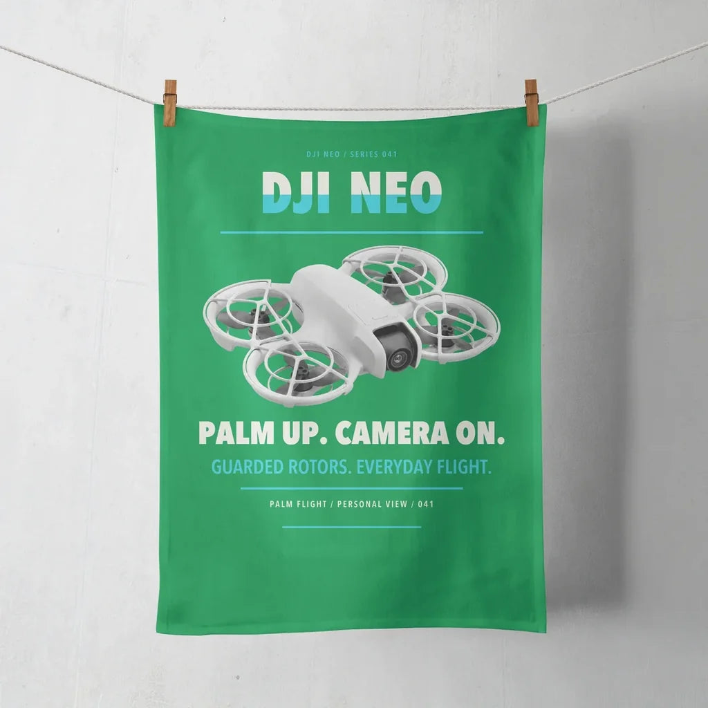 DJI Neo design on green towel