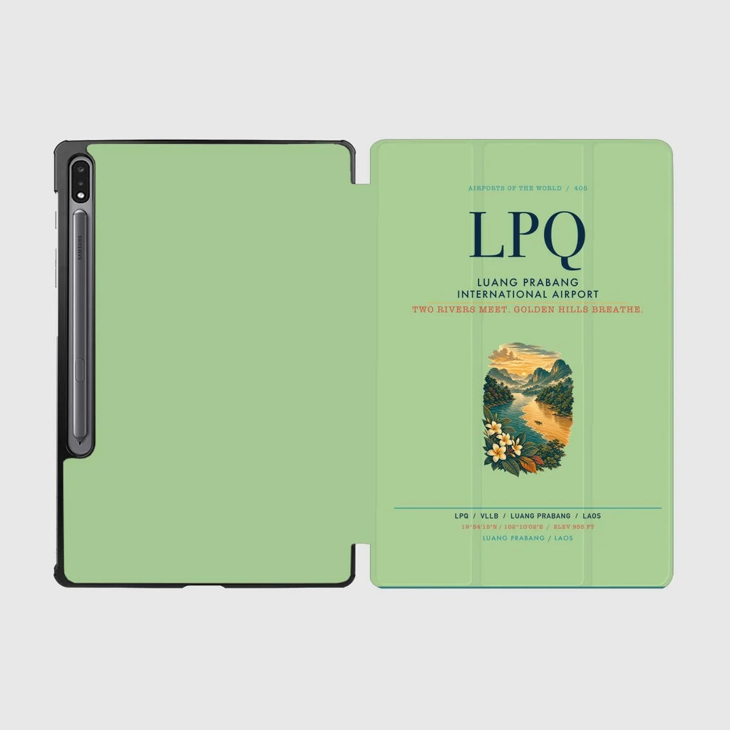 Luang Prabang International Airport (LPQ) design on light green samsung tablet tablet case