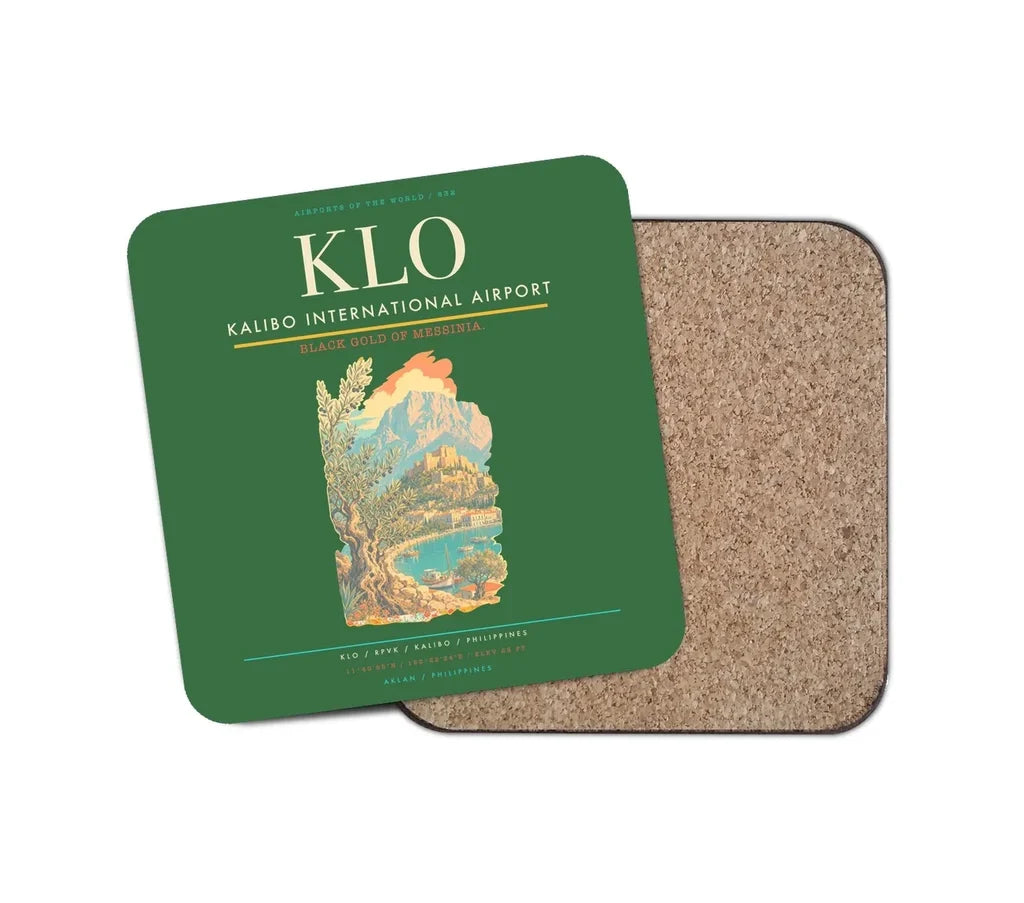 Kalibo International Airport (KLO) design on green 1 piece coaster