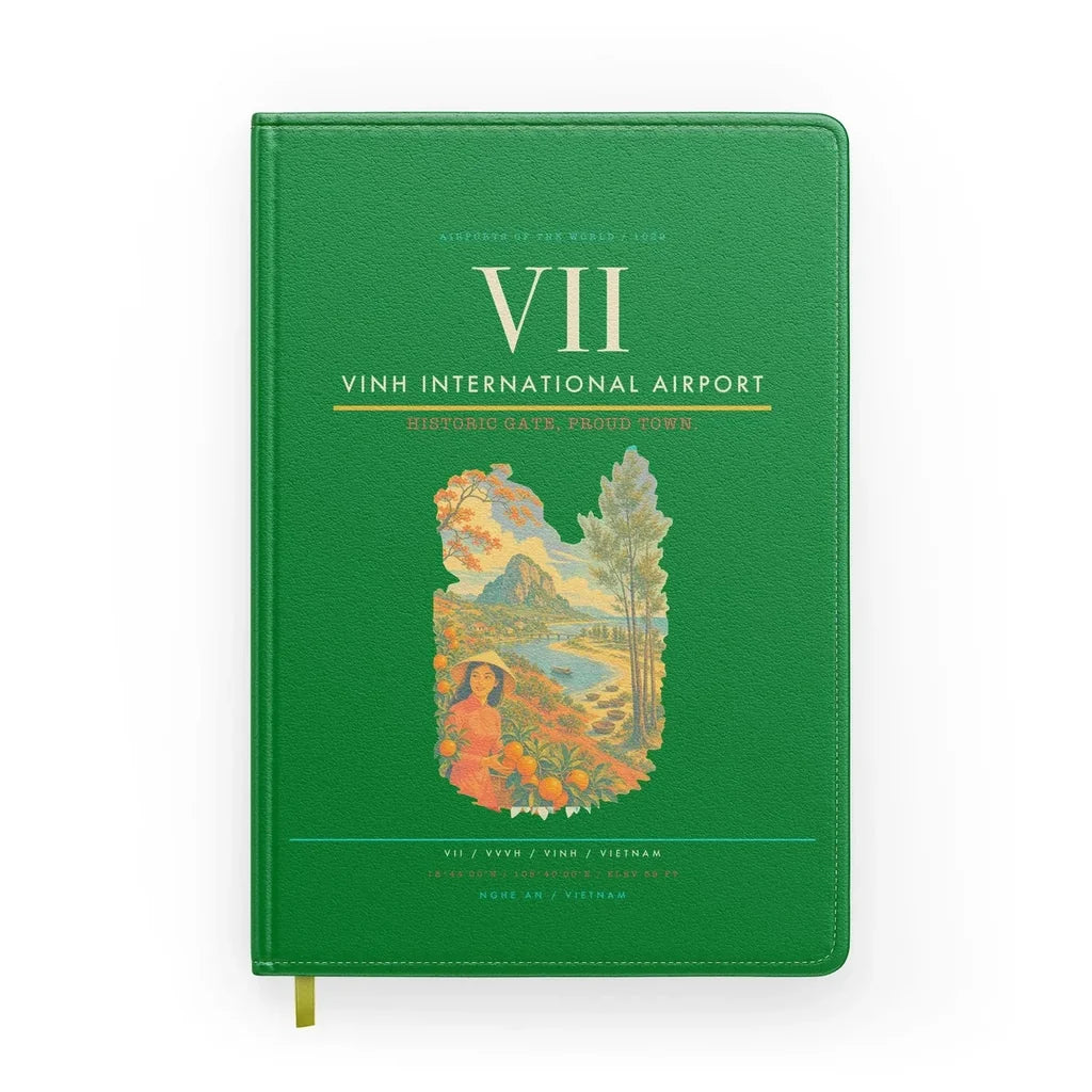 Vinh International Airport (VII) design on green notebook