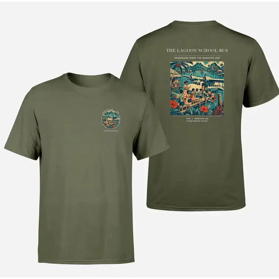 VINTAGE G4270 - The Lagoon School Bus - Double-Side T-Shirt design on greenarmy double side t shirt