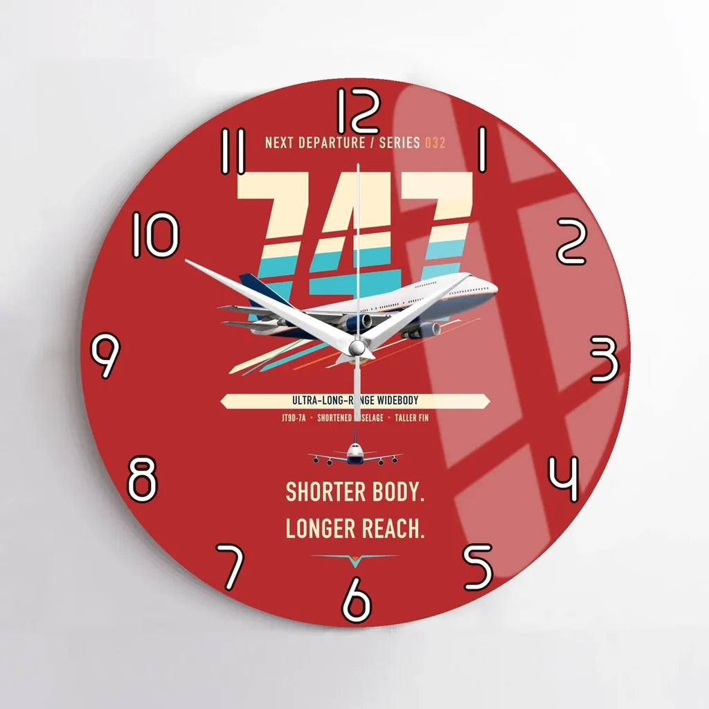 Boeing 747SP design on red no frame wall clock