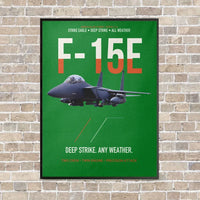 Thumbnail for F-15E Strike Eagle Deep Strike Any Weather vertical canvas print - framed - green background