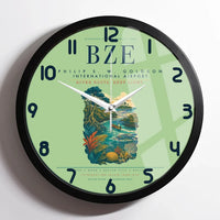 Thumbnail for Philip S. W. Goldson International Airport (BZE) design on light green framed wall clock