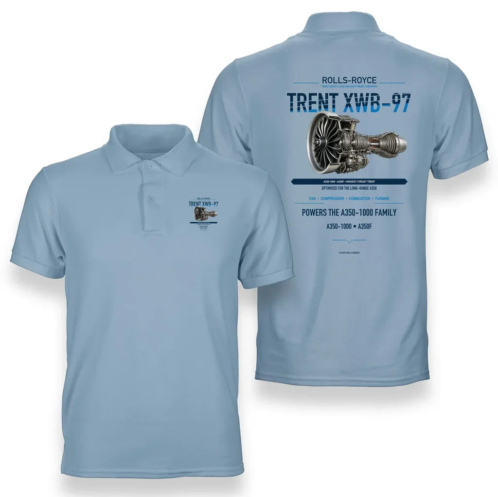 TRENT XWB-97 design on light blue polo