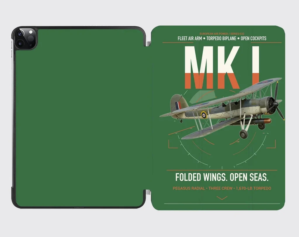 Fairey Swordfish Mk I design on green ipad tablet case