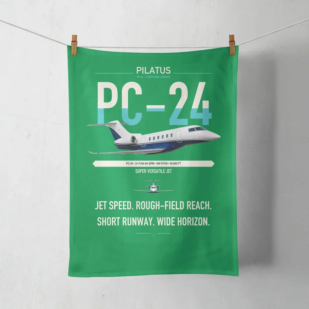 Pilatus PC-24 design on green towel