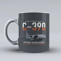 Thumbnail for C-390 Millennium design on gray ceramic mug, double-side print