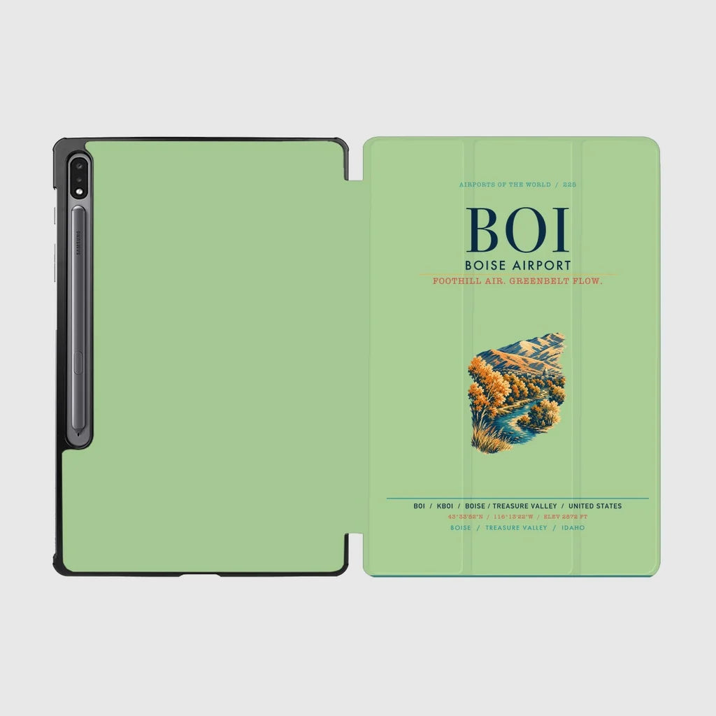 Boise Airport (BOI) design on light green samsung tablet tablet case