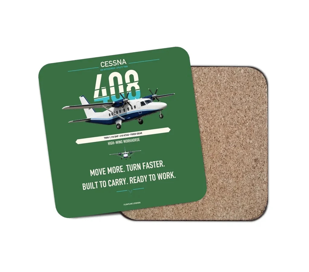 Cessna 408 SkyCourier design on green 1 piece coaster