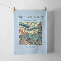Thumbnail for VINTAGE G4072 - The Pearl Route - Designed Towels design on lightblue
