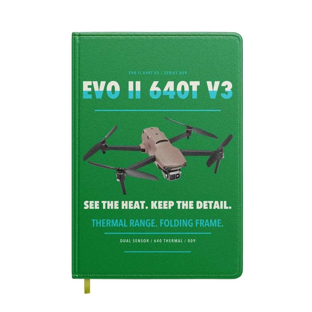 Autel EVO II Dual 640T V3 design on green notebook
