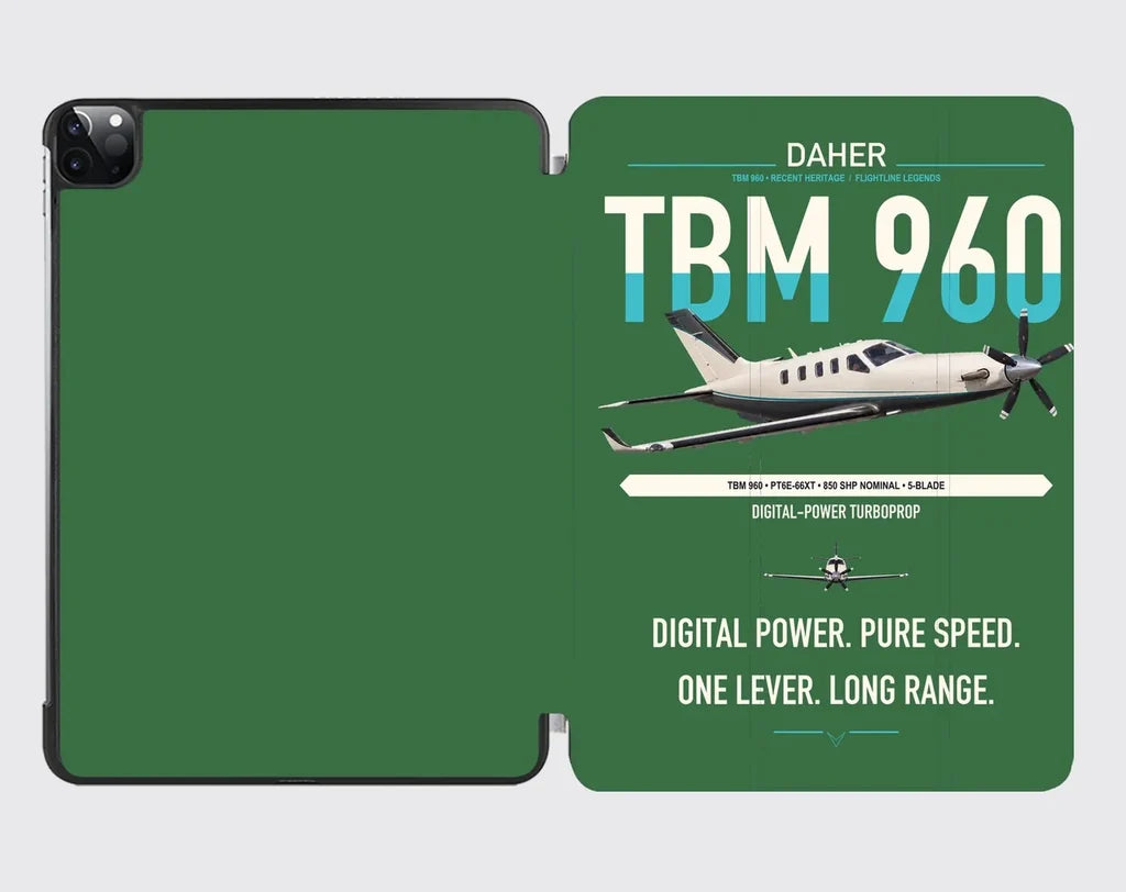 Daher TBM 960 design on green ipad tablet case