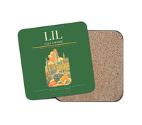 Thumbnail for Lille Airport (LIL) design on green 1 piece coaster