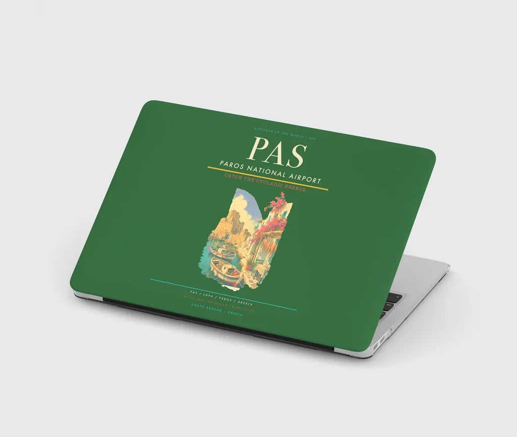 Paros National Airport (PAS) design on green MacBook case