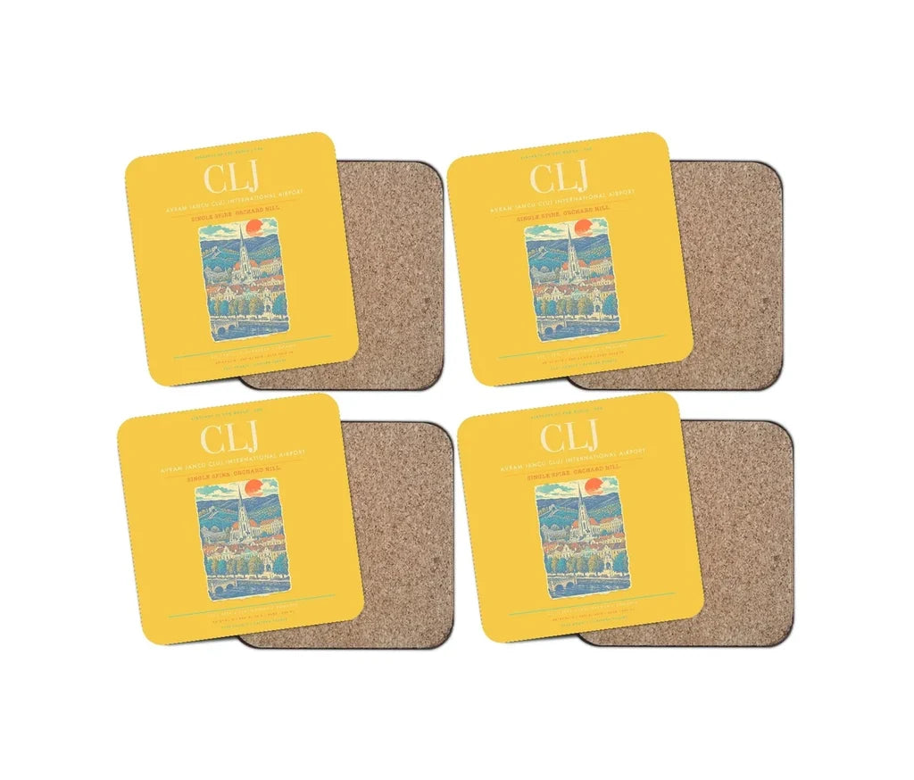 Avram Iancu Cluj International Airport CLJ Coaster 4-Pieces-Set - Yellow