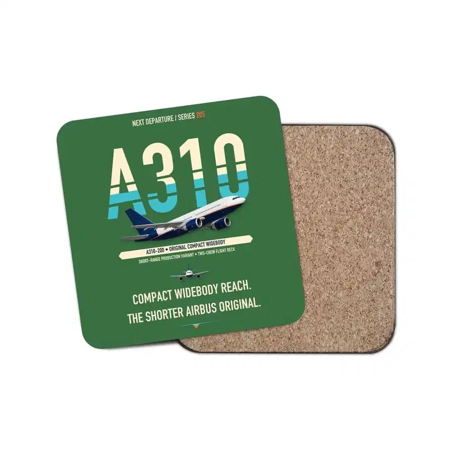 Airbus A310-200 design on green 1 piece coaster