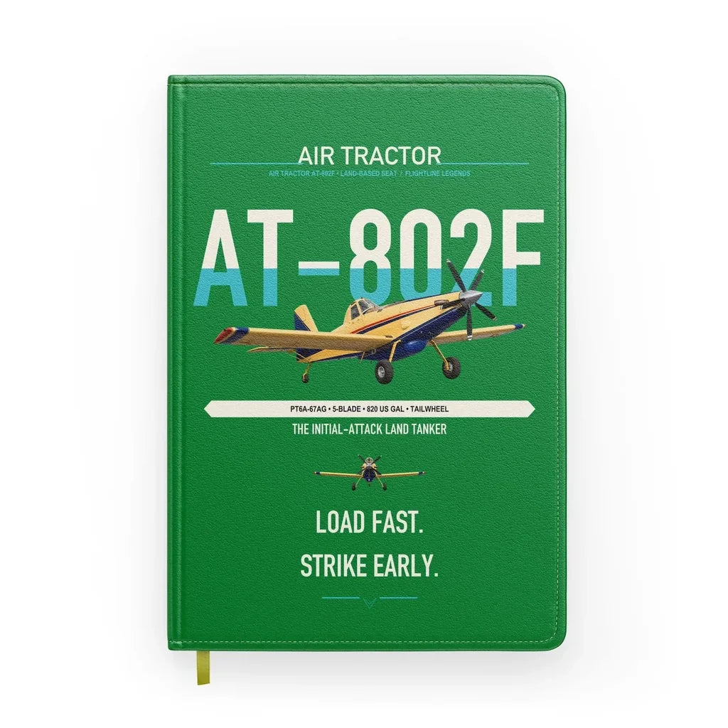 Air Tractor AT-802F design on green notebook