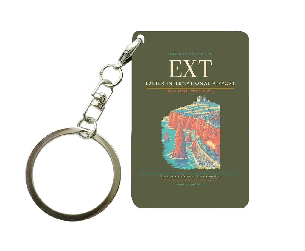 Exeter International Airport (EXT) design on green army key chain