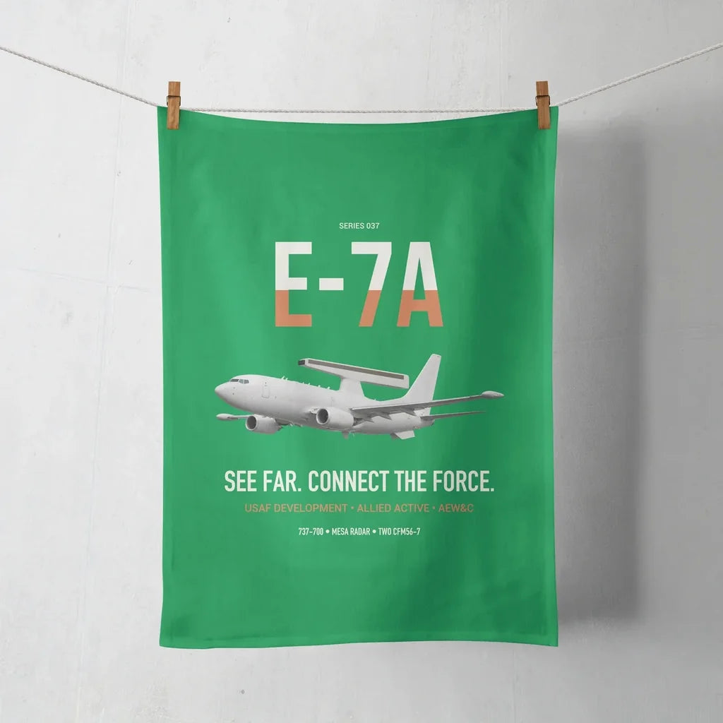 E-7A Wedgetail design on green towel