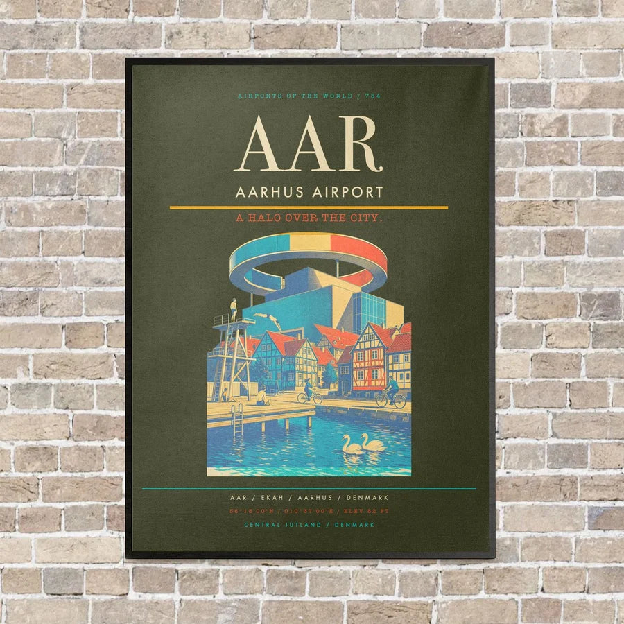 Aarhus Airport AAR - Canvas Framed - Green Army