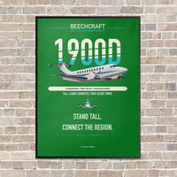 Thumbnail for Beechcraft 1900D vertical canvas print - framed - green background