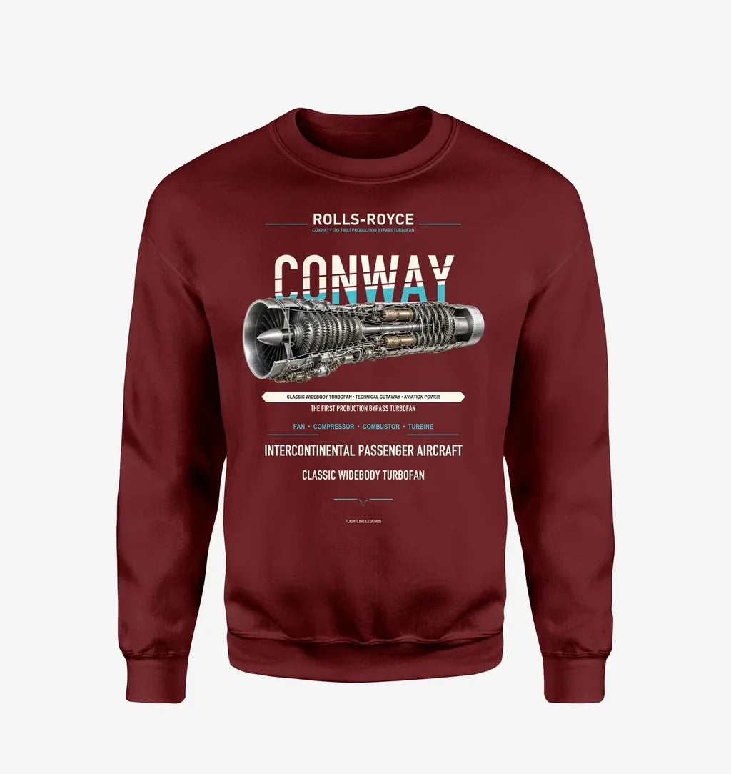 CONWAY design on wine red sweatshirt