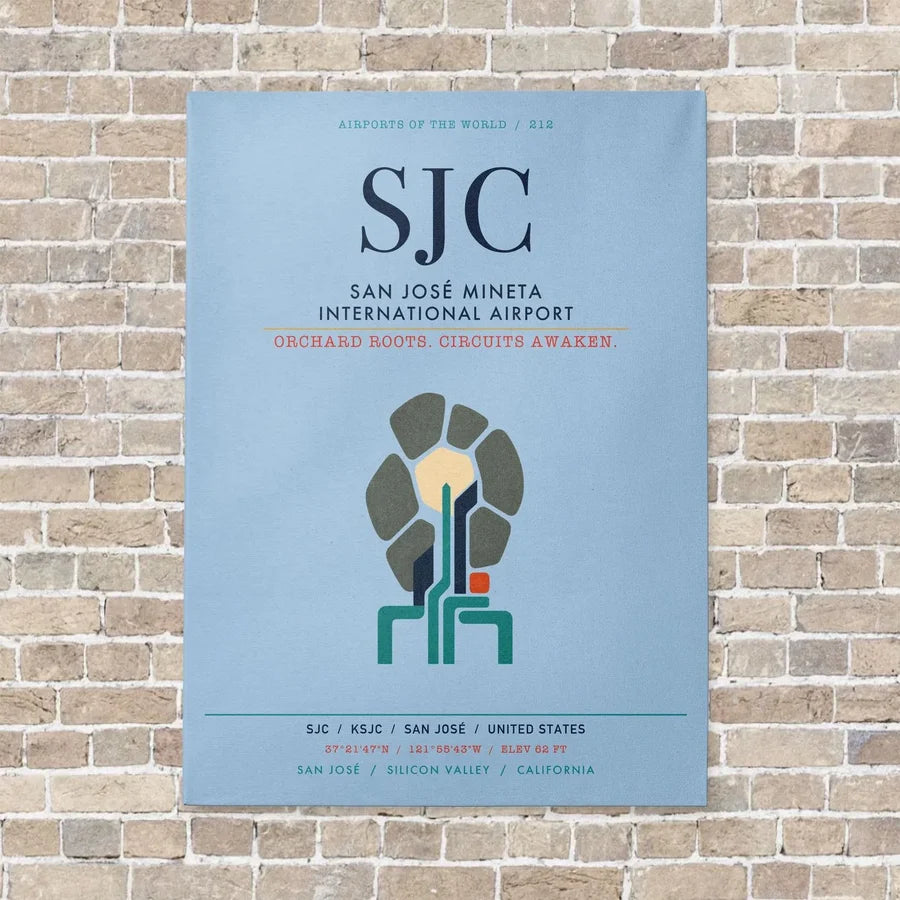 San José Mineta International Airport SJC vertical canvas print - no frame - light blue background