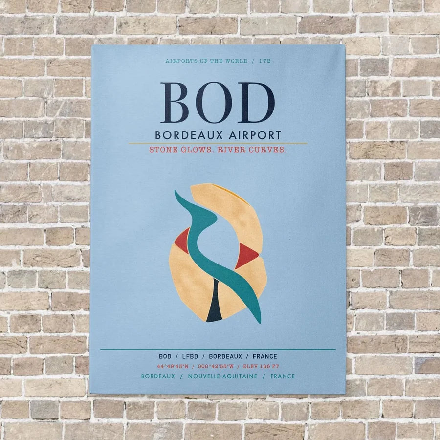 Bordeaux Airport BOD vertical canvas print - no frame - light blue background