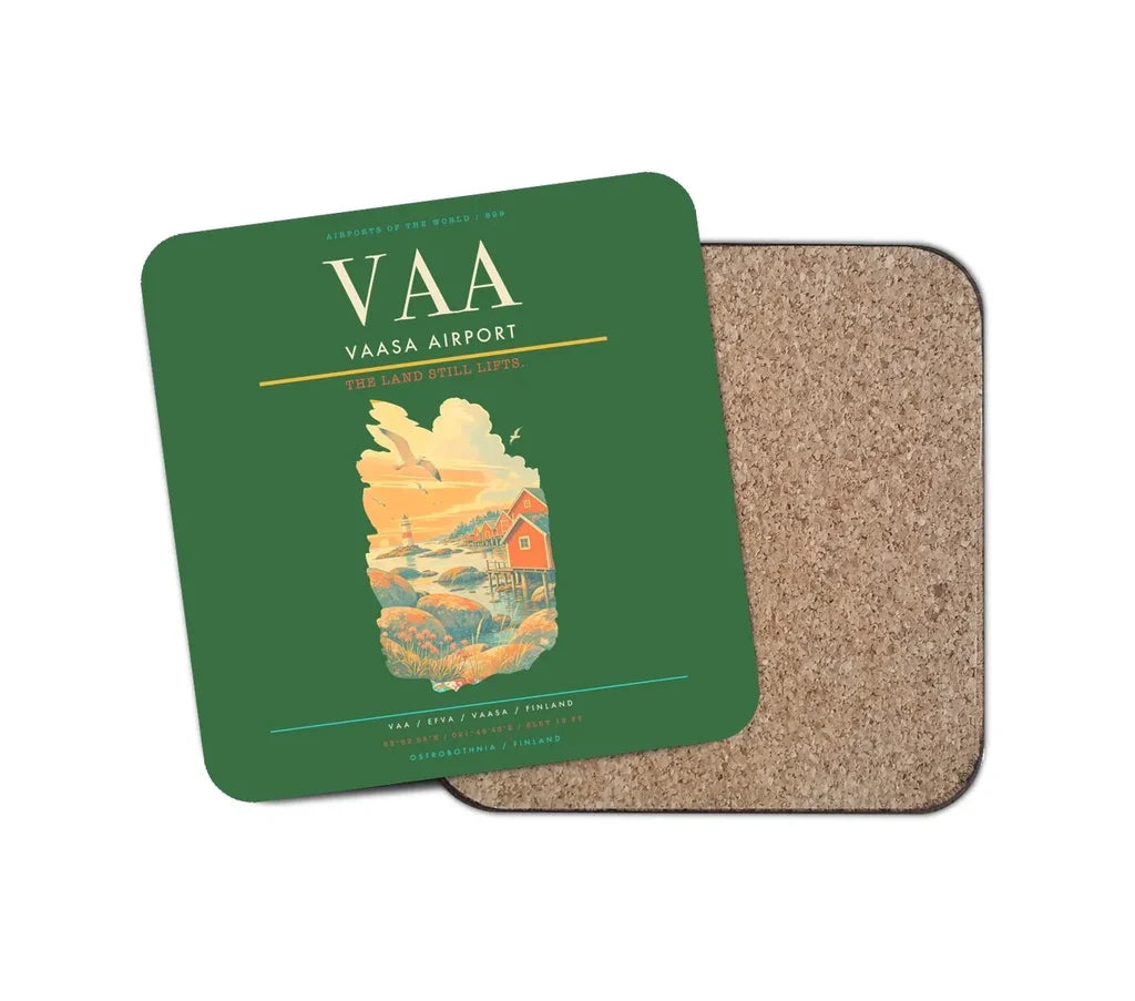 Vaasa Airport (VAA) design on green 1 piece coaster