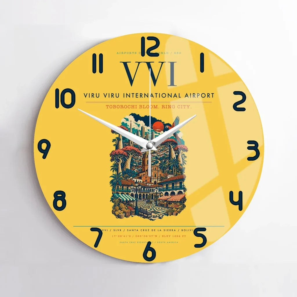 Viru Viru International Airport VVI Wall-Clock No-Frame - Yellow
