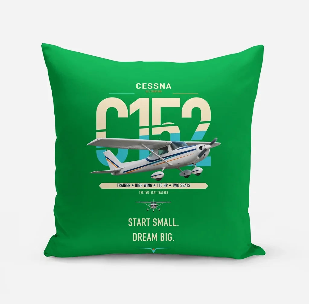 Cessna 152 design on green pillow