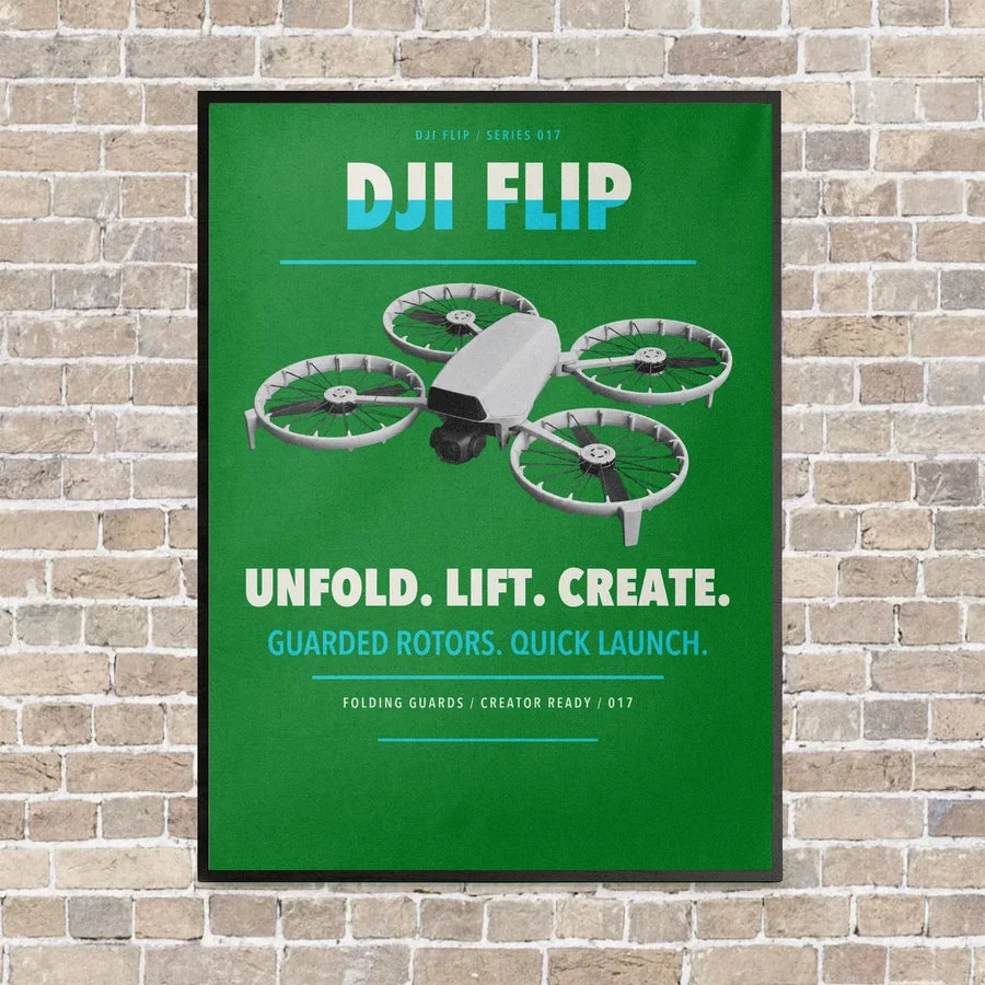 DJI Flip vertical canvas print - framed - green background
