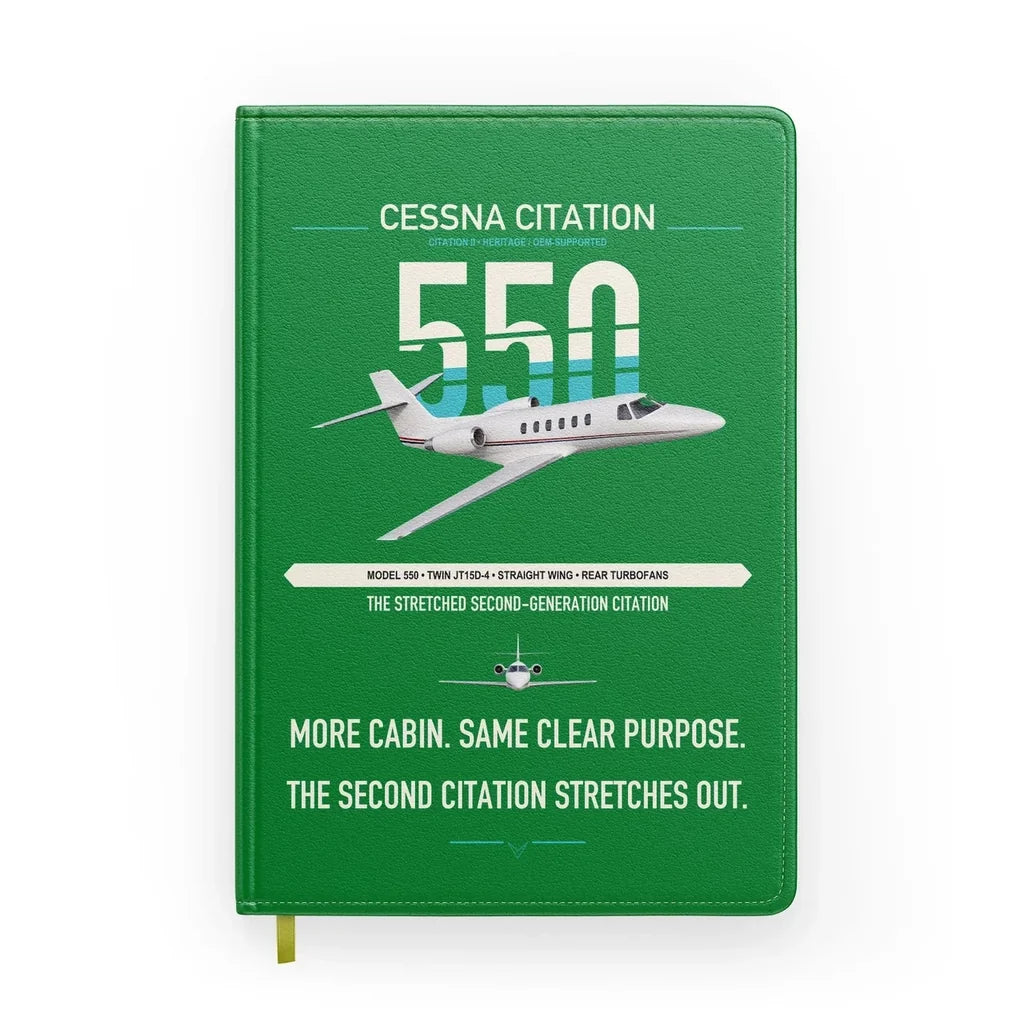 Cessna Citation 550 - Citation II design on green notebook