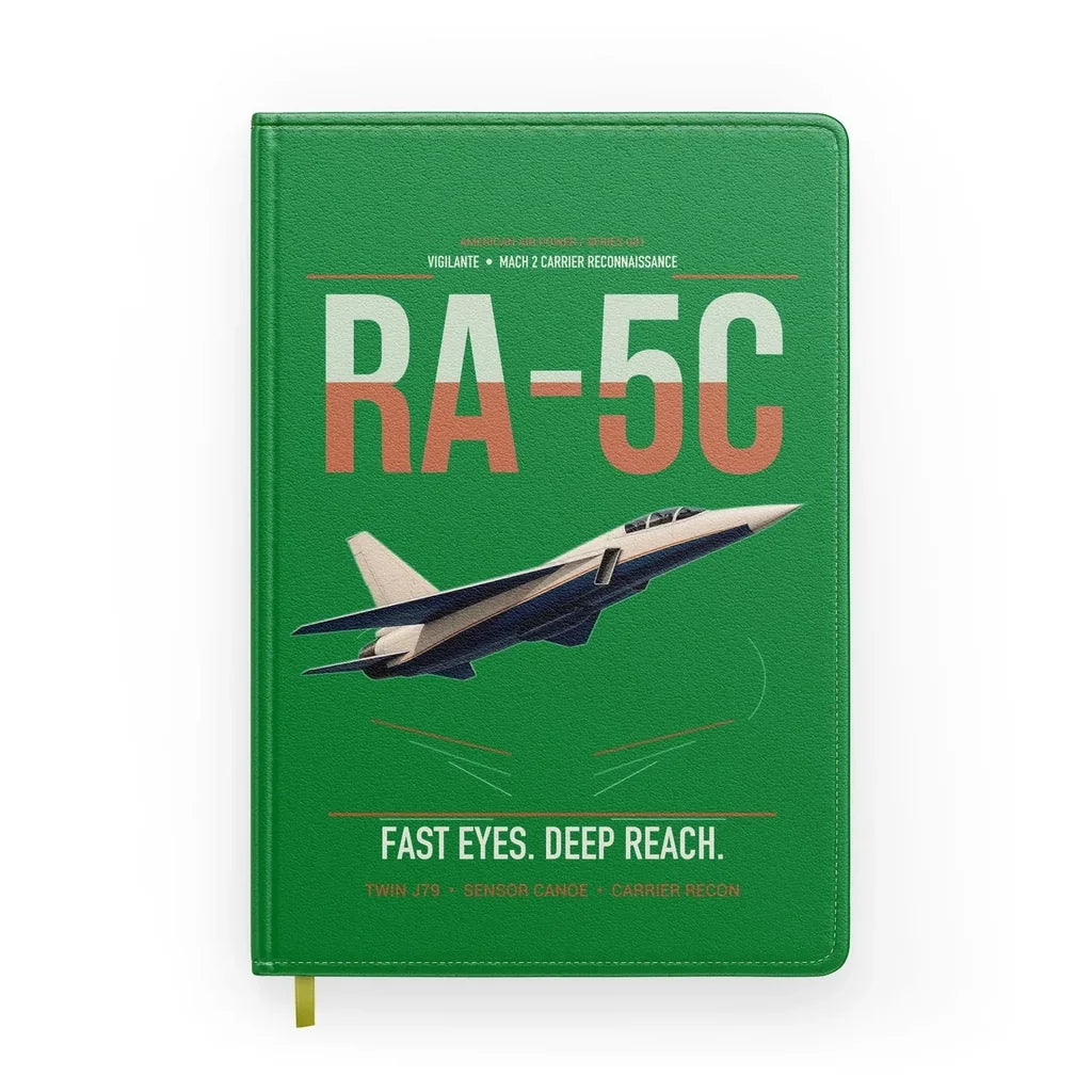 RA-5C Vigilante design on green notebook