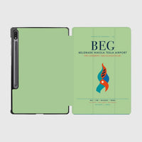 Thumbnail for Belgrade Nikola Tesla Airport (BEG) design on light green samsung tablet tablet case