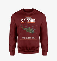 Thumbnail for Aérospatiale SA 330B Puma design on wine red sweatshirt