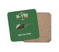 Thumbnail for Bell H-13G Sioux design on green 1 piece coaster