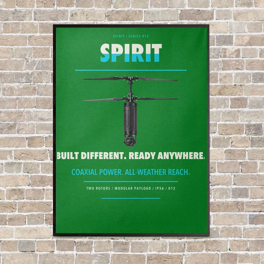 Ascent AeroSystems Spirit vertical canvas print - framed - green background